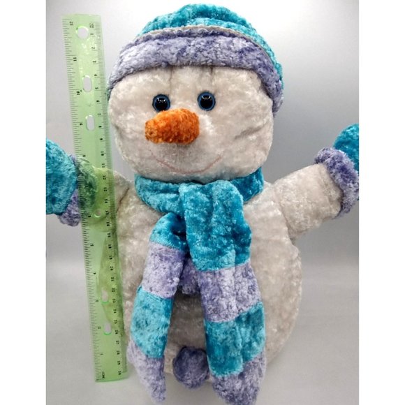 Snowman Christmas Plush Scarf and Gloves Carrot Like Nose Winter Holiday Decor - Picture 2 of 10